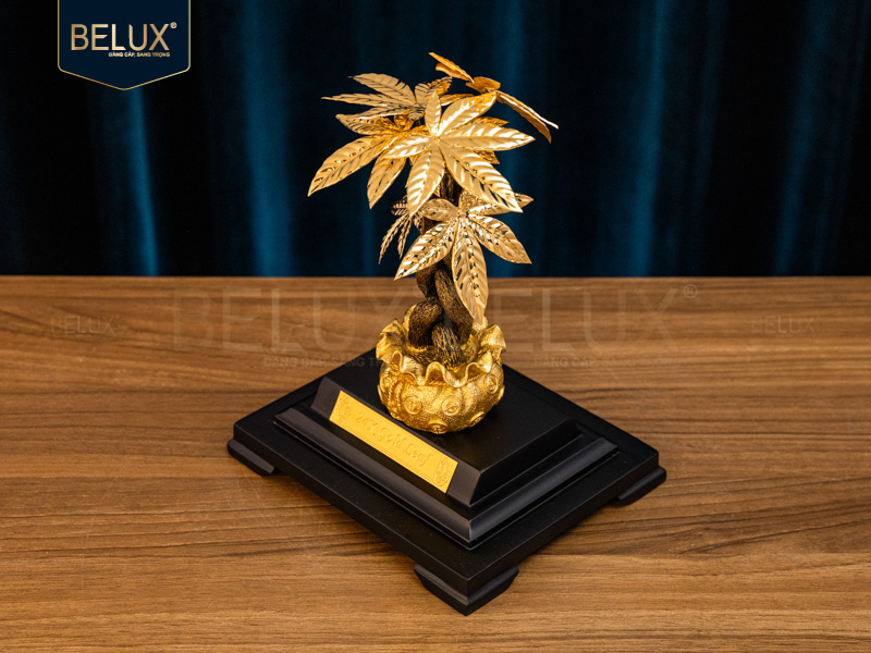 Chậu kim ngân dát vàng 24k 17x14x22cm